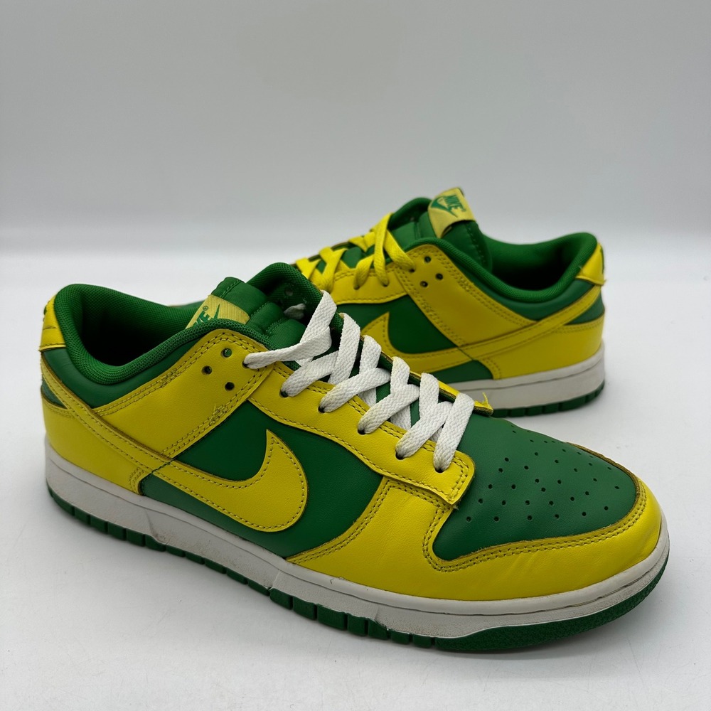 Nike DV0833-300 Mens Size 10 Shoes Dunk Low Reverse Brazil Green Yellow Sneakers